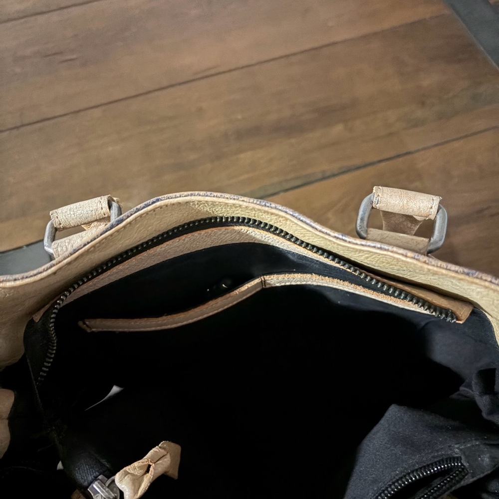 Bed Stu Navy Leather Tote with Tan Cross-Stitch Accents - Picture 6 of 6